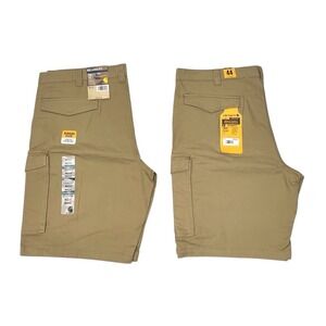 2 Carhartt Men's Rugged Flex Relaxed Fit Canvas Cargo 11" Work Short, Khaki , 44